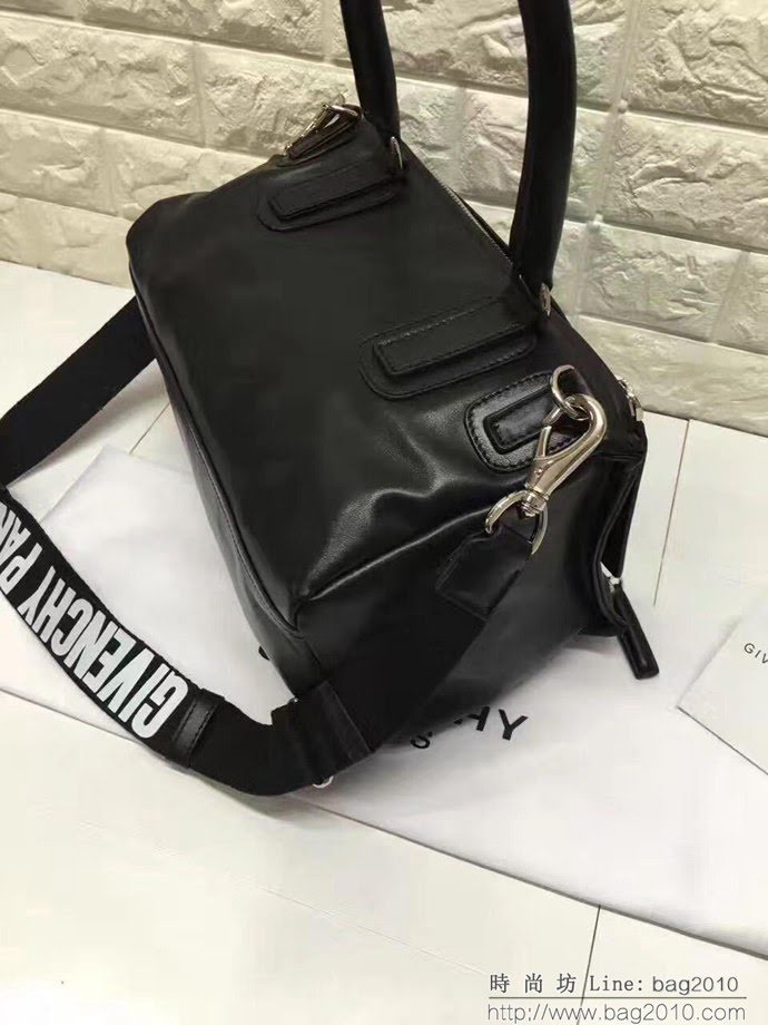 GlVENCHY紀梵希 最新白字Logo 白字肩帶 平紋胎牛 潘多拉 手提斜挎包  tsg1071